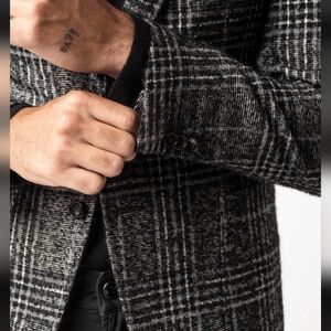 SHEIN Charcoal and White Checkered Blazer